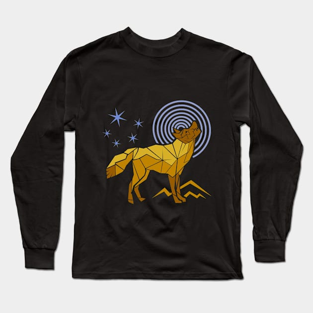 Origami Wolf Long Sleeve T-Shirt by Fox1999